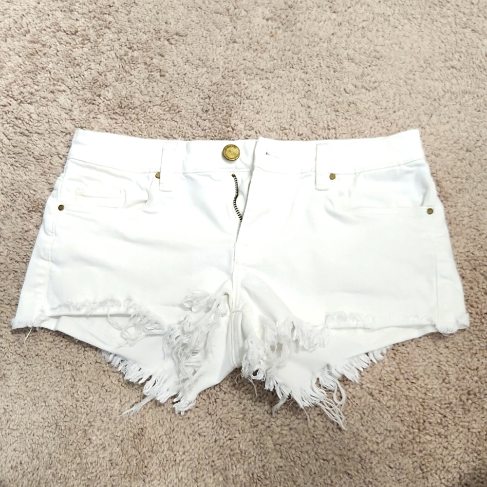 Woman's White Cutoff  Shorts